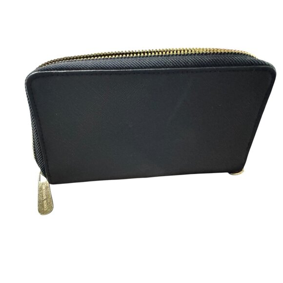 Michael Kors Black Saffiano Leather Zip-Around Wallet With Gold-Tone Hardware - Picture 2 of 6